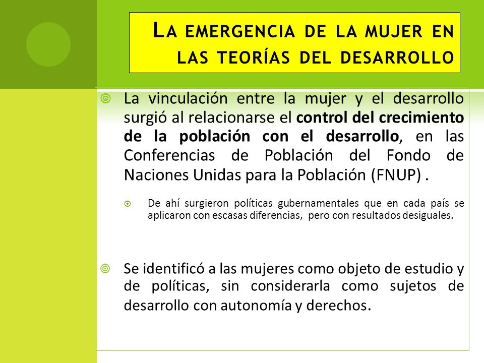 La emergencia de la mujer en las teorías del desarrollo