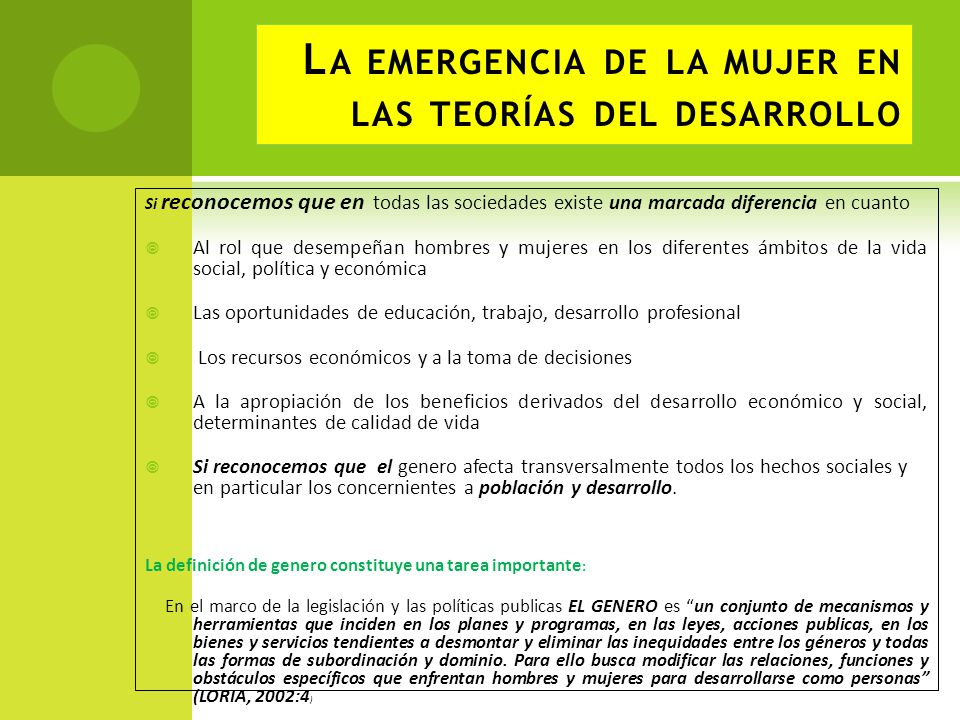 La emergencia de la mujer en las teorías del desarrollo