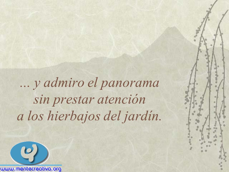 ... y admiro el panorama sin prestar atención a los hierbajos del jardín.