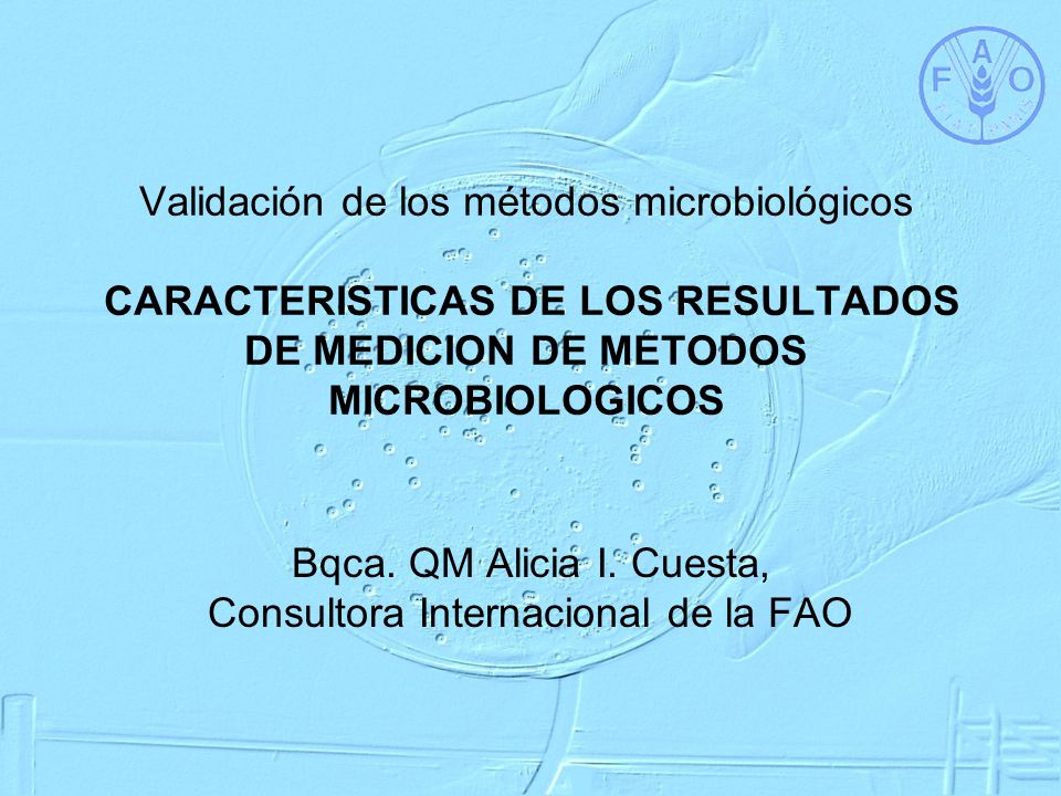 Bqca. QM Alicia I. Cuesta, Consultora Internacional de la FAO