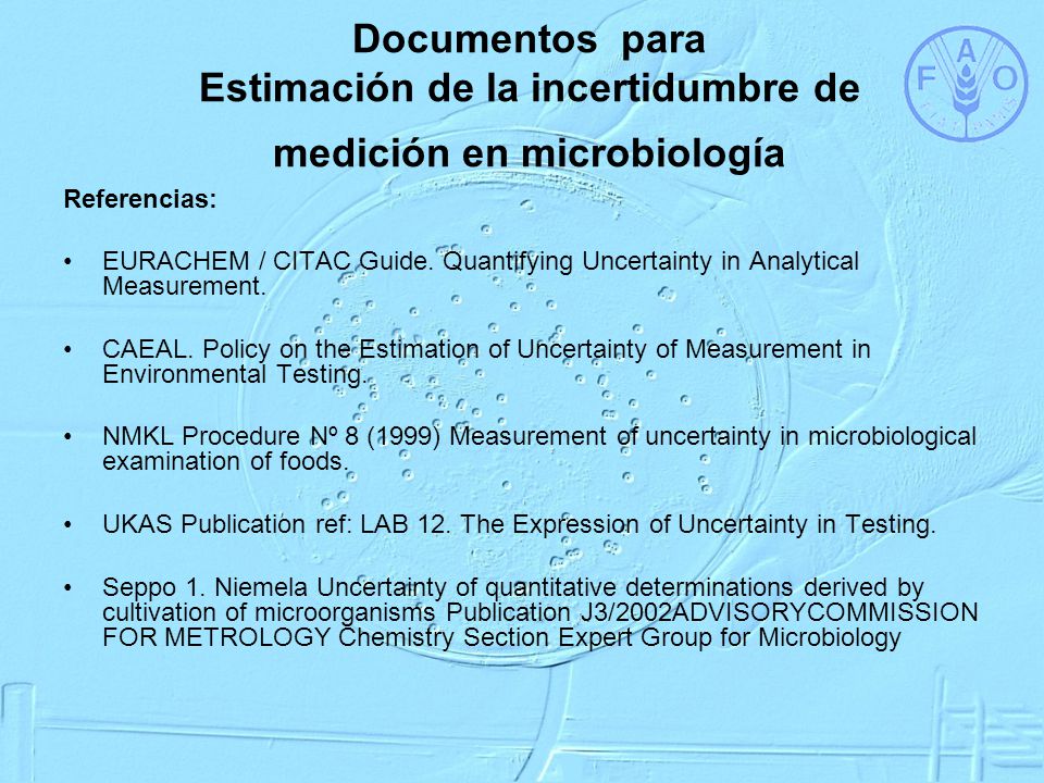 Documentos para Estimación de la incertidumbre de medición en microbiología