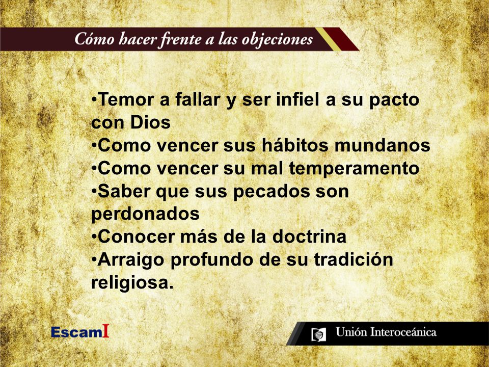 Temor a fallar y ser infiel a su pacto con Dios
