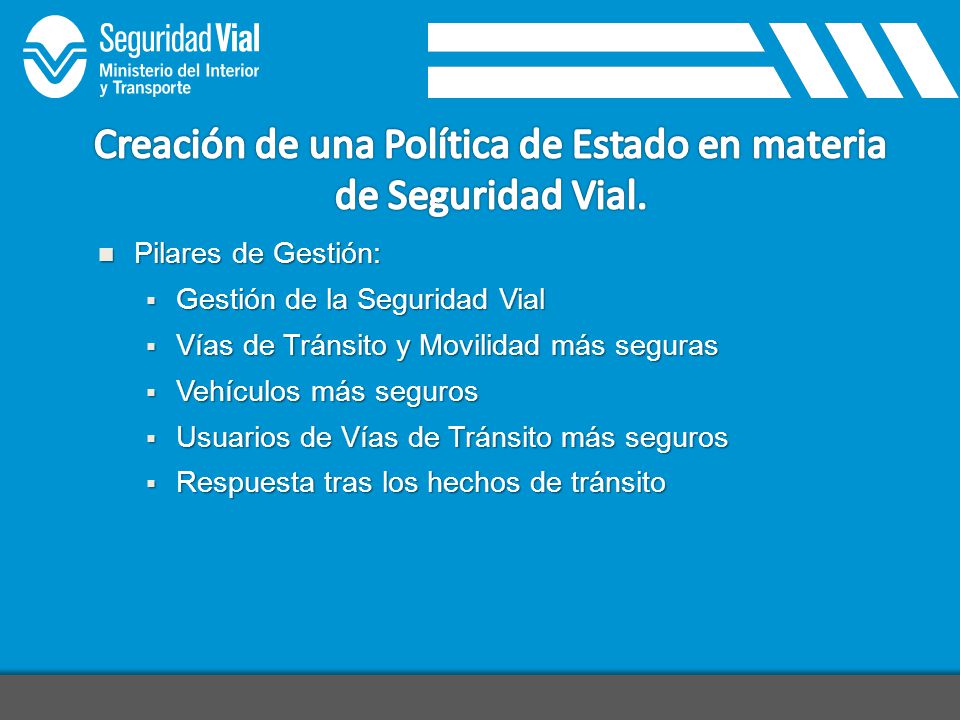 Creación de una Política de Estado en materia de Seguridad Vial.