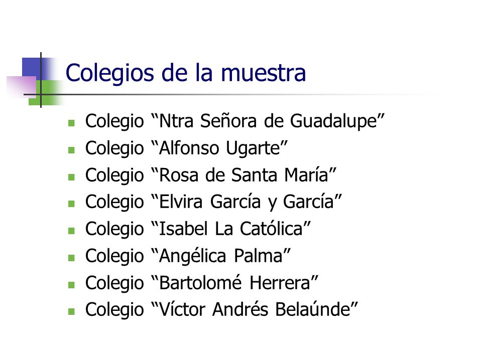 Colegios de la muestra Colegio Ntra Señora de Guadalupe