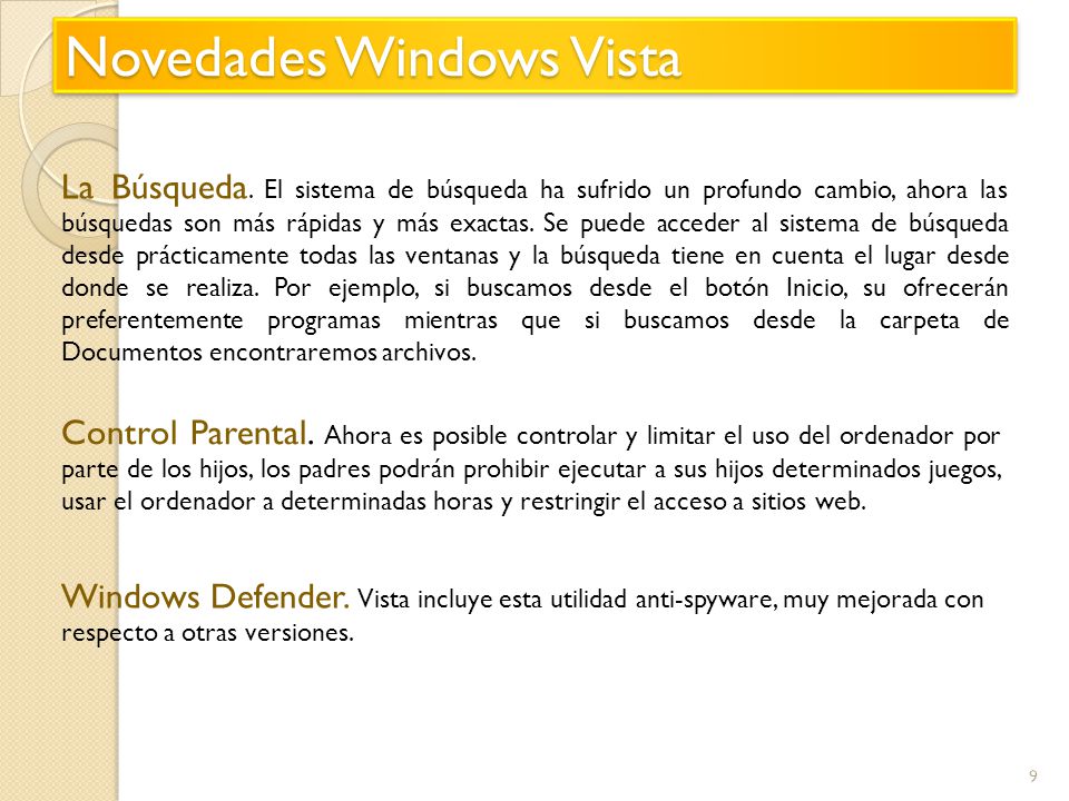 Novedades Windows Vista