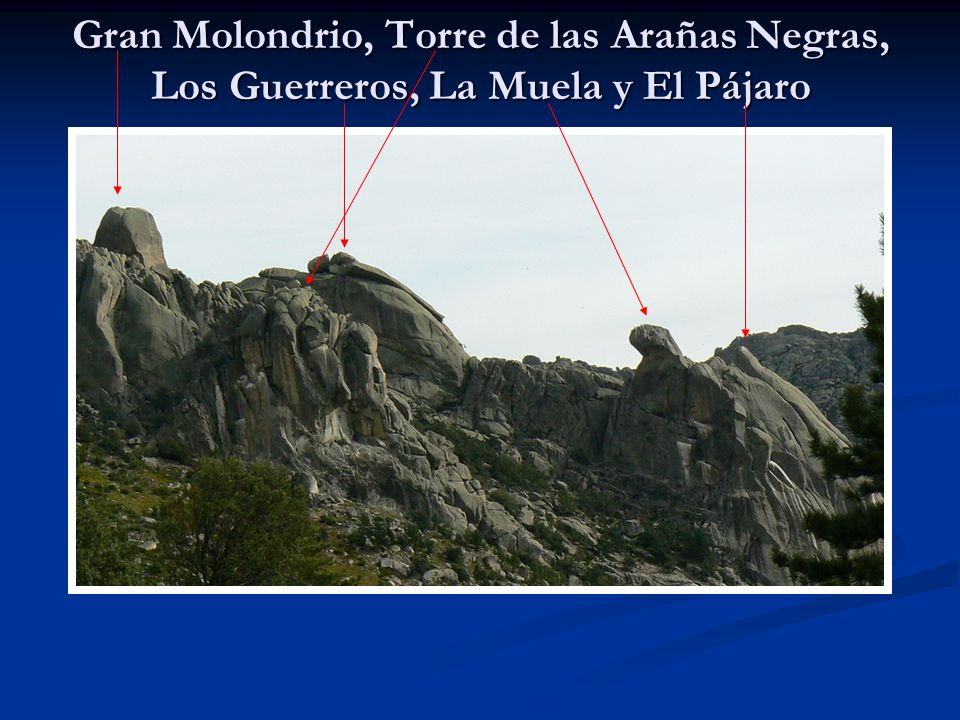 Gran Molondrio, Torre de las Arañas Negras, Los Guerreros, La Muela y El Pájaro