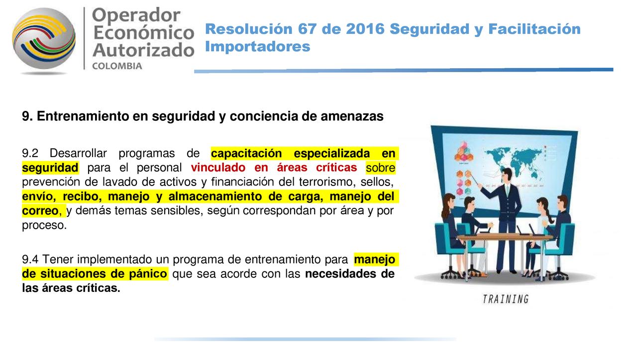 Resolución 67 de 2016 Seguridad y Facilitación Importadores