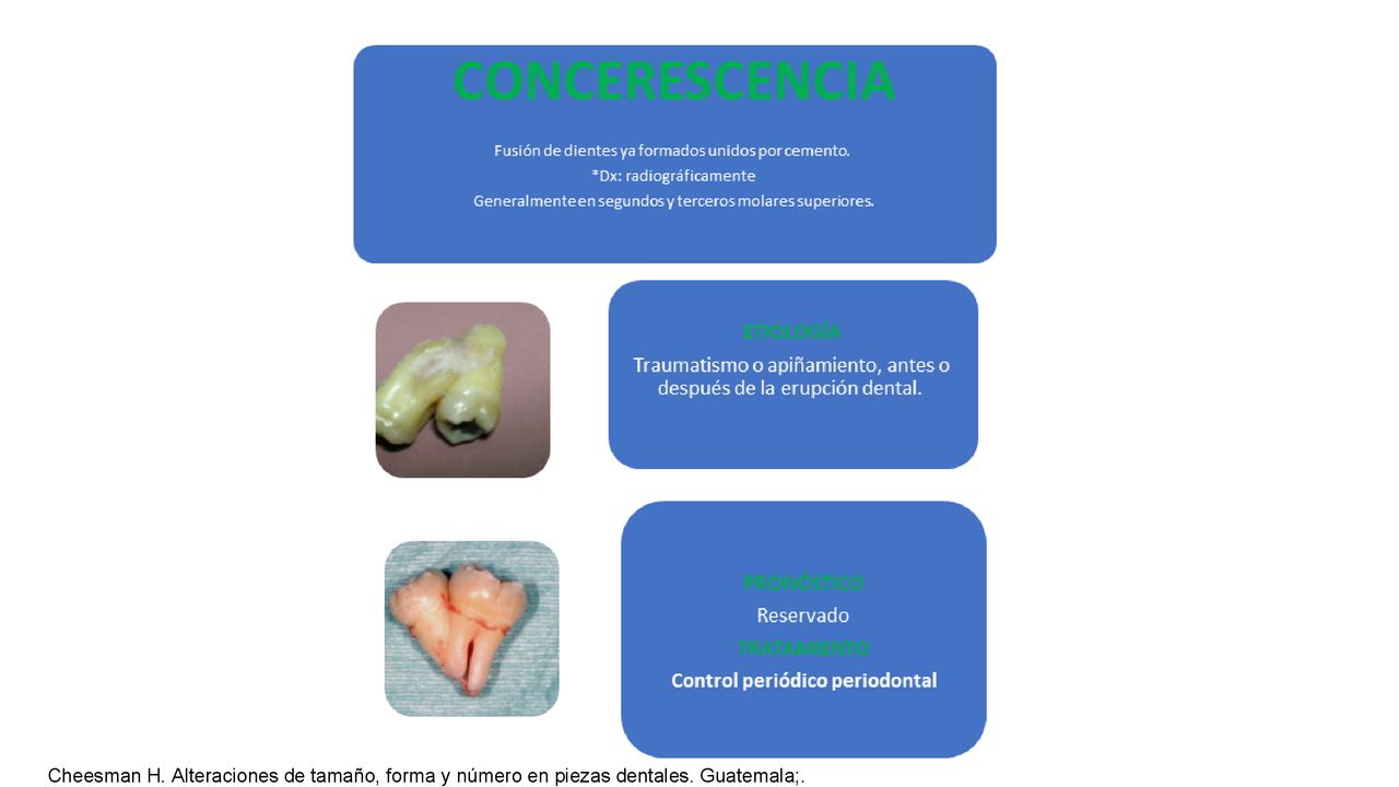 Cheesman H. Alteraciones de tamaño, forma y número en piezas dentales