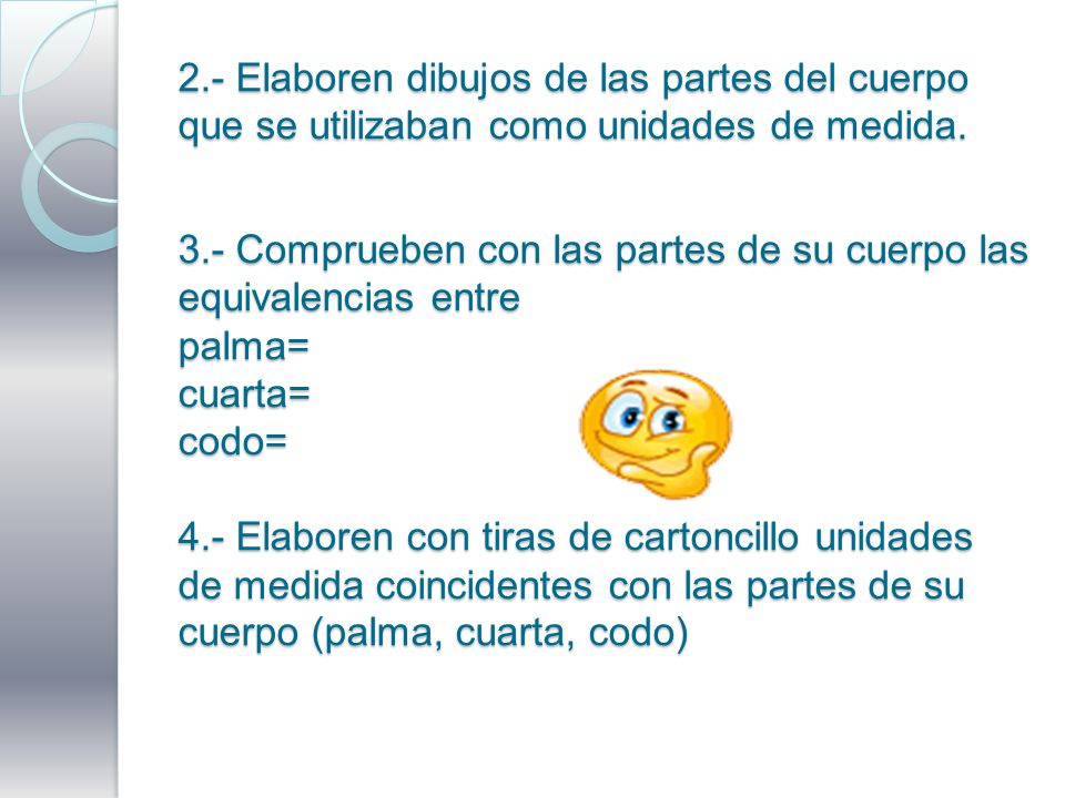 2.- Elaboren dibujos de las partes del cuerpo que se utilizaban como unidades de medida.