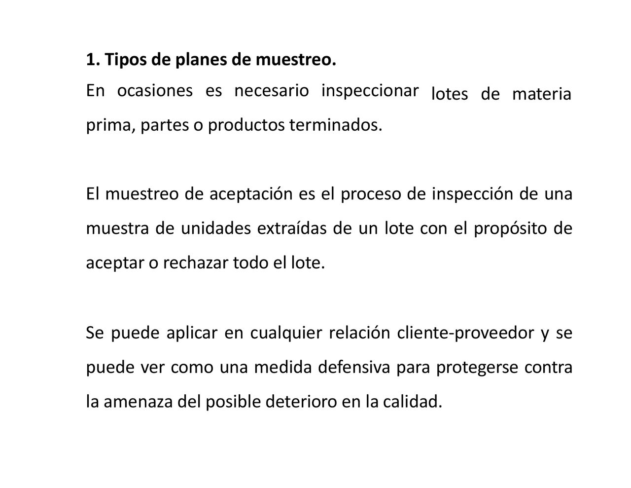 1. Tipos de planes de muestreo.