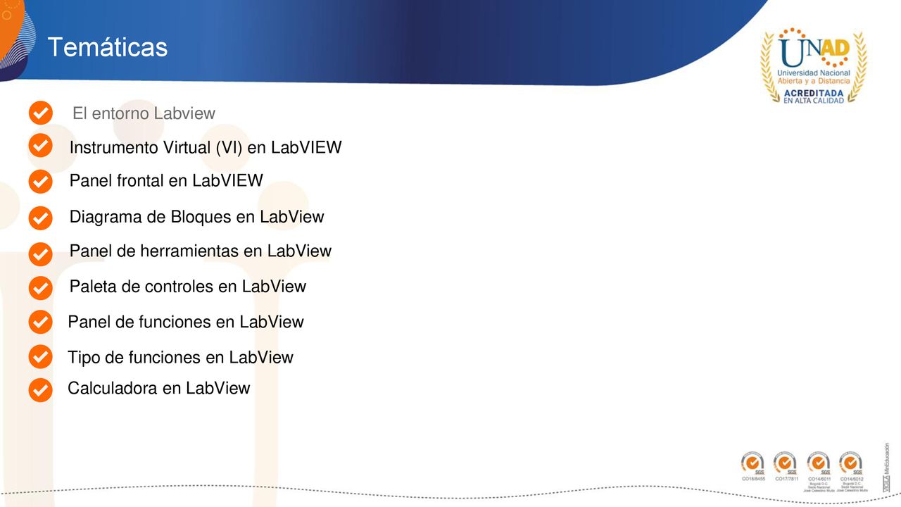 Temáticas El entorno Labview Instrumento Virtual (VI) en LabVIEW