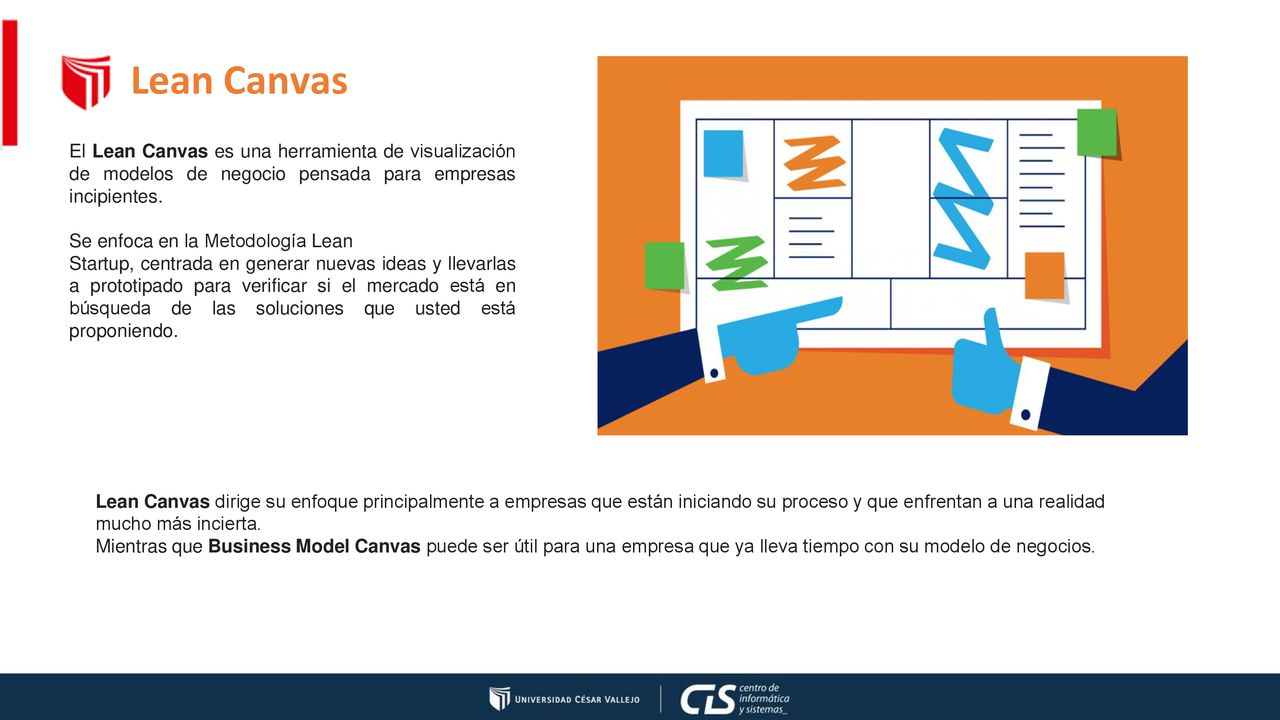 Lean Canvas El Lean Canvas es una herramienta de visualización de modelos de negocio pensada para empresas incipientes.