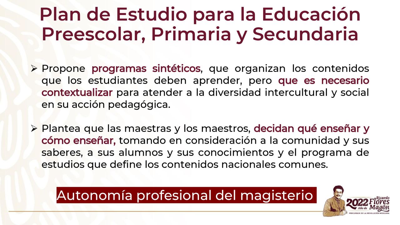 Plan de Estudio para la Educación Preescolar, Primaria y Secundaria