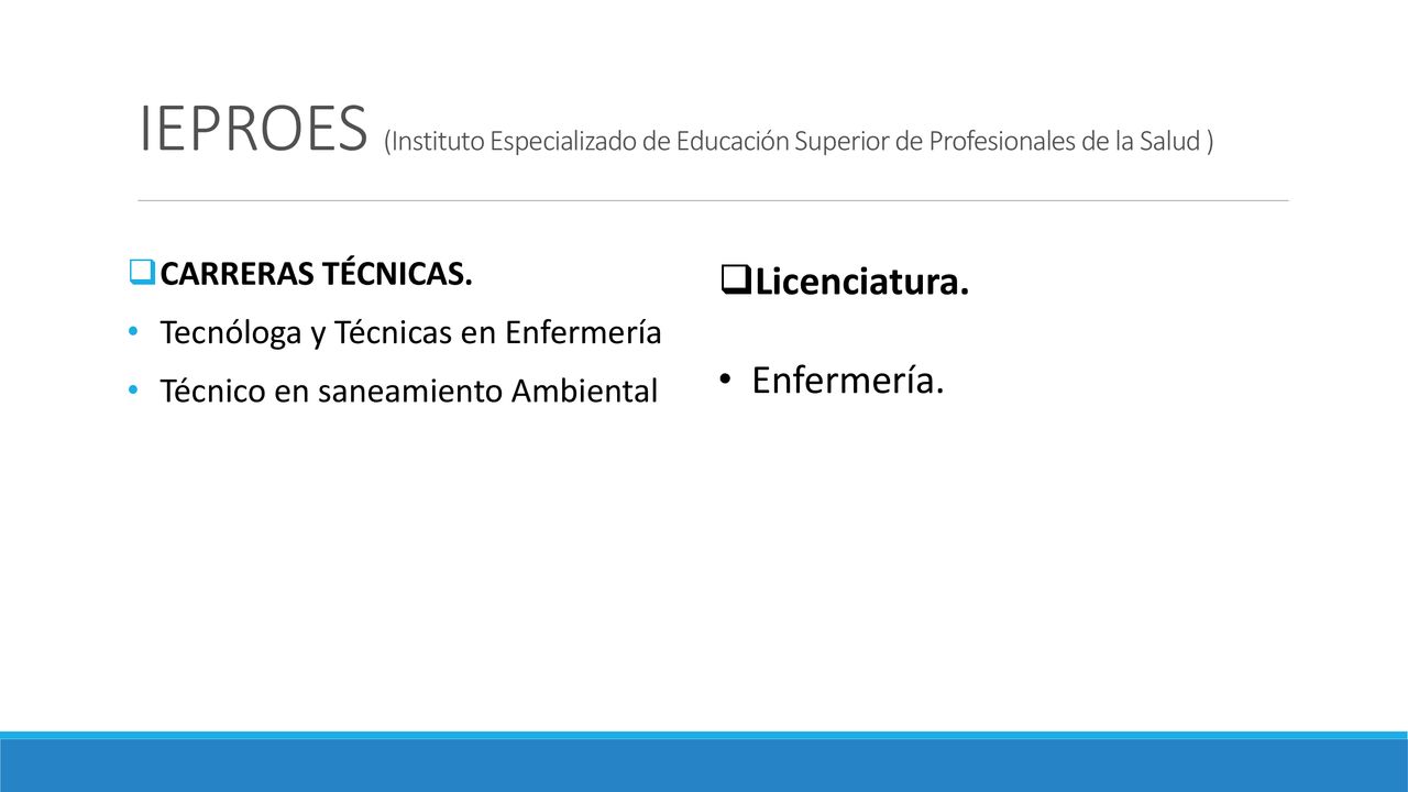 IEPROES (Instituto Especializado de Educación Superior de Profesionales de la Salud )