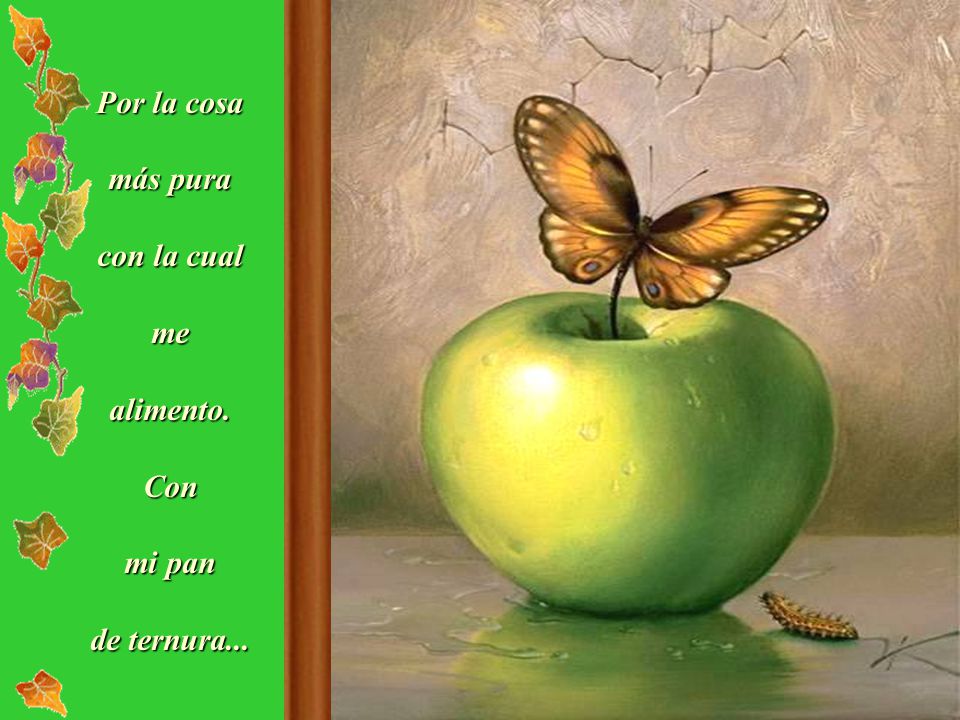 Por la cosa más pura con la cual me alimento. Con mi pan de ternura...