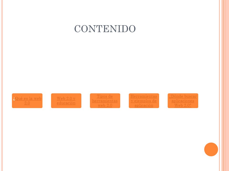 CONTENIDO ¿Qué es la web 2.0 Web 2.0 y educación
