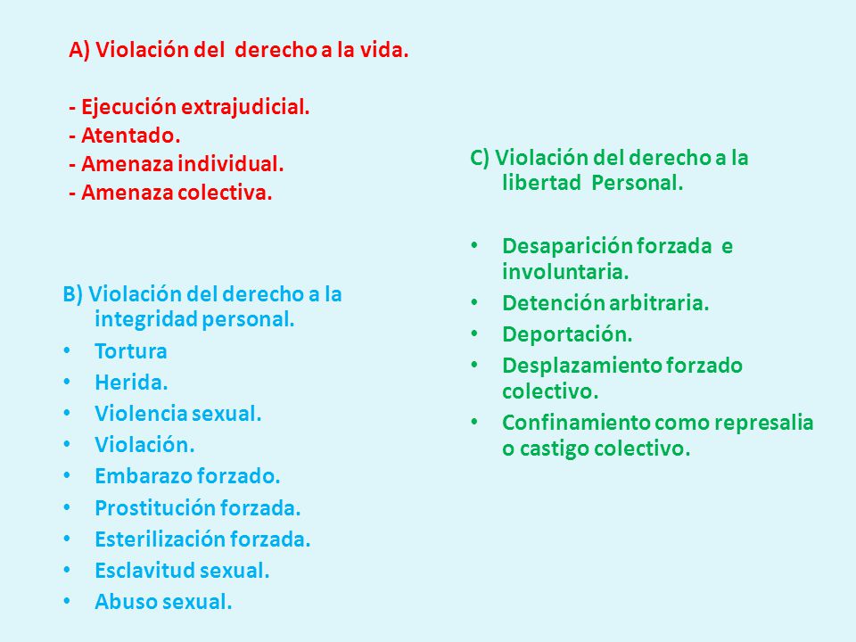 A) Violación del derecho a la vida. - Ejecución extrajudicial