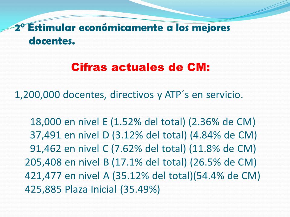 2° Estimular económicamente a los mejores docentes