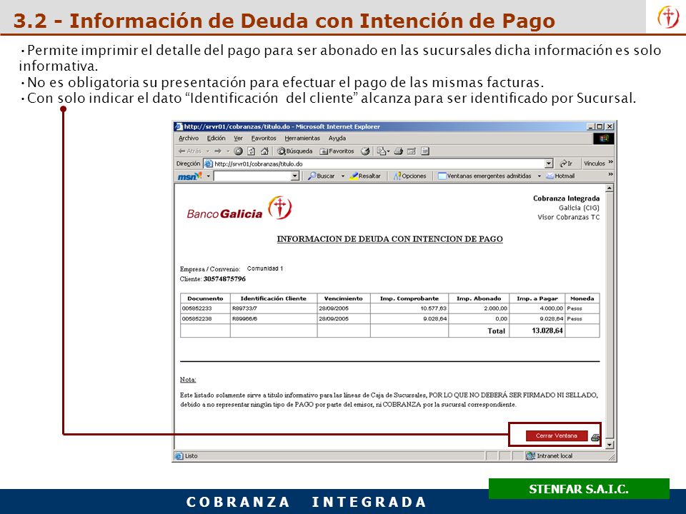 3.2 - Información de Deuda con Intención de Pago