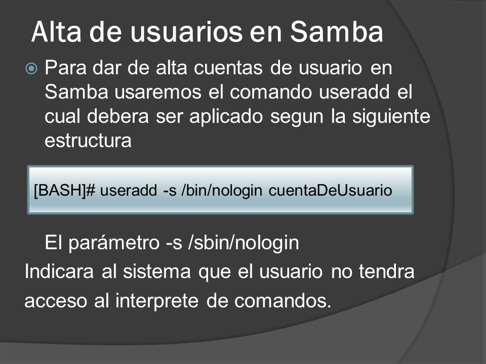 Alta de usuarios en Samba