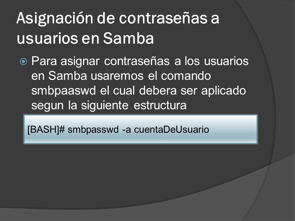 Asignación de contraseñas a usuarios en Samba