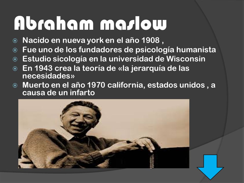 Abraham maslow Nacido en nueva york en el año 1908 ,