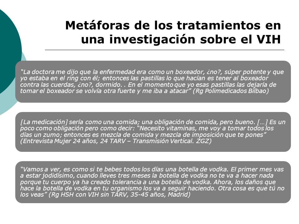 Metáforas de los tratamientos en una investigación sobre el VIH