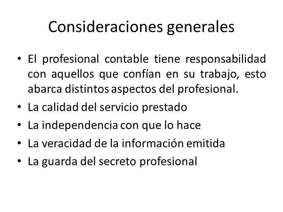 Consideraciones generales