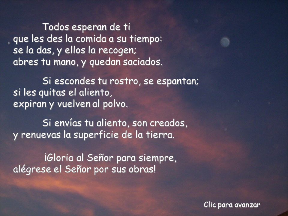 ¡Gloria al Señor para siempre, alégrese el Señor por sus obras!