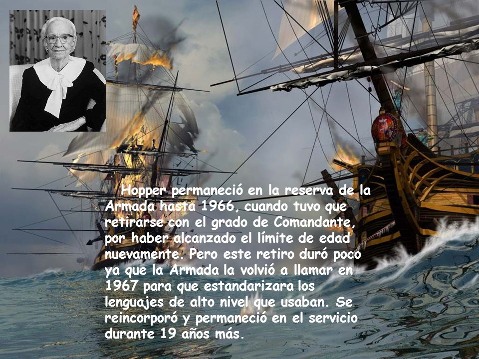 Hopper permaneció en la reserva de la Armada hasta 1966, cuando tuvo que retirarse con el grado de Comandante, por haber alcanzado el límite de edad nuevamente.