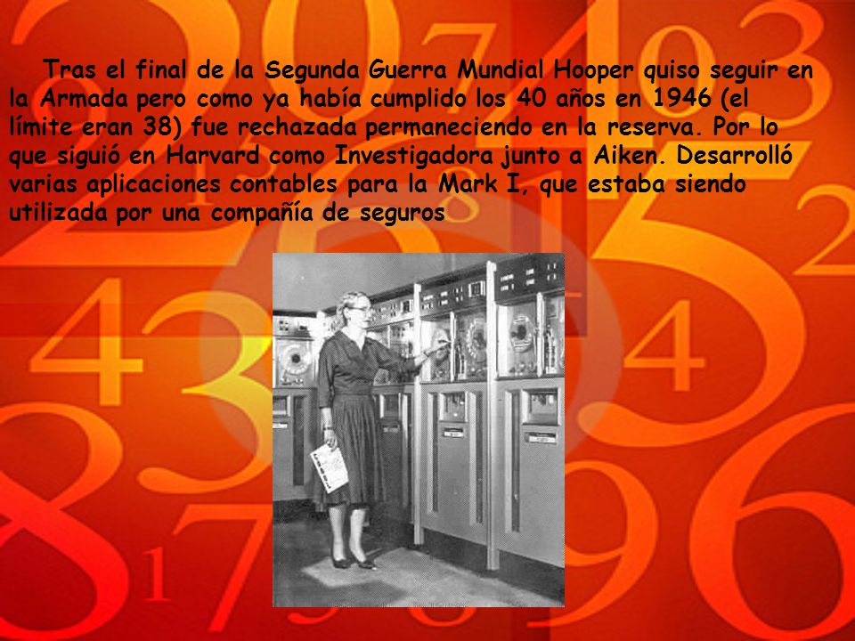 Tras el final de la Segunda Guerra Mundial Hooper quiso seguir en la Armada pero como ya había cumplido los 40 años en 1946 (el límite eran 38) fue rechazada permaneciendo en la reserva.