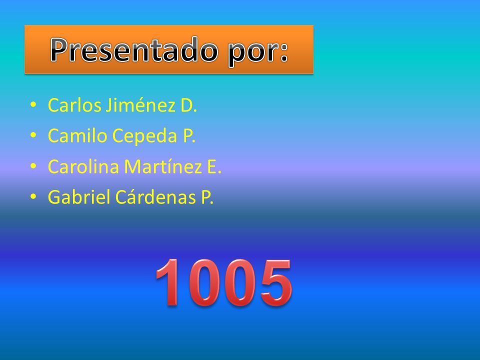 1005 Presentado por: Carlos Jiménez D. Camilo Cepeda P.