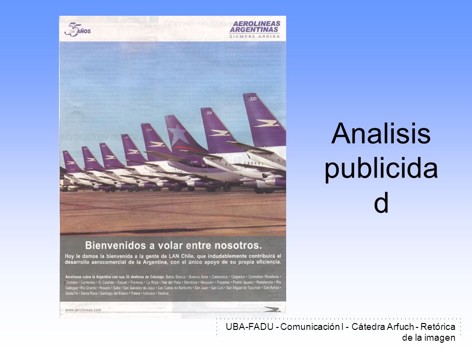 Analisis publicidad UBA-FADU - Comunicación I - Cátedra Arfuch - Retórica de la imagen