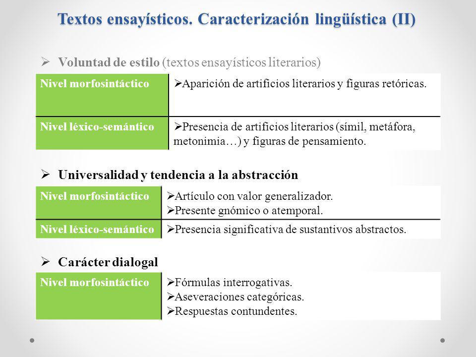 Textos ensayísticos. Caracterización lingüística (II)