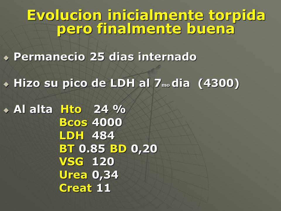 Evolucion inicialmente torpida pero finalmente buena