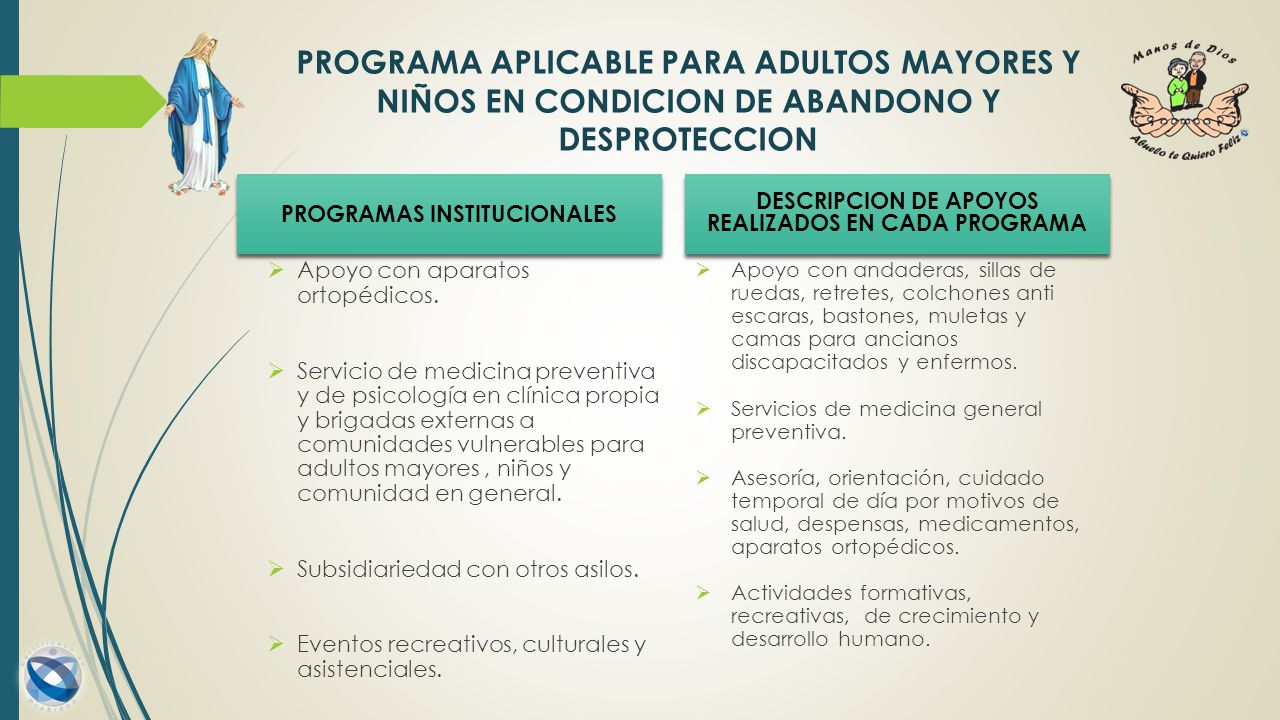 PROGRAMA APLICABLE PARA ADULTOS MAYORES Y NIÑOS EN CONDICION DE ABANDONO Y DESPROTECCION