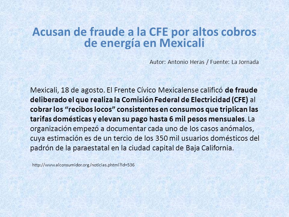 Acusan de fraude a la CFE por altos cobros