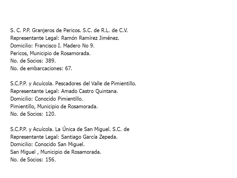 S. C. P.P. Granjeros de Pericos. S.C. de R.L. de C.V.