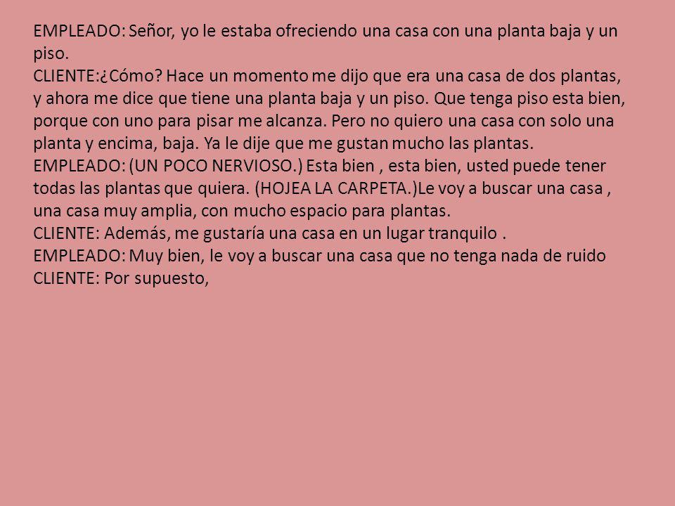 EMPLEADO: Señor, yo le estaba ofreciendo una casa con una planta baja y un piso.