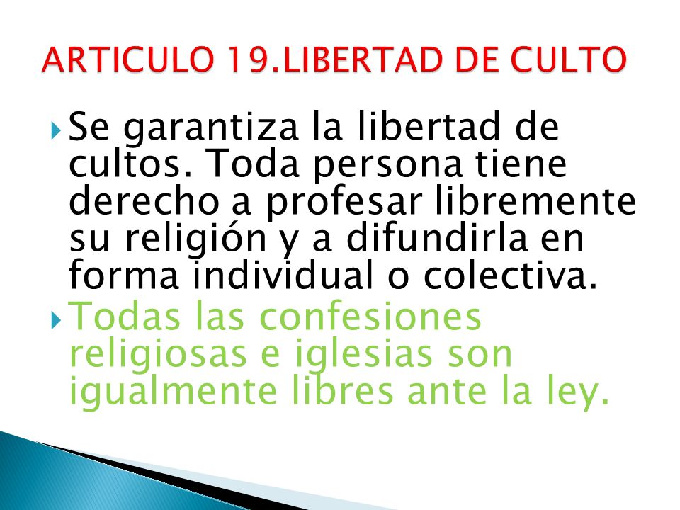 ARTICULO 19.LIBERTAD DE CULTO