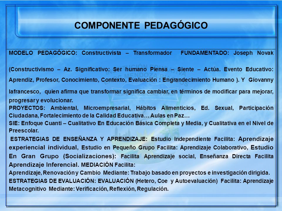 COMPONENTE PEDAGÓGICO