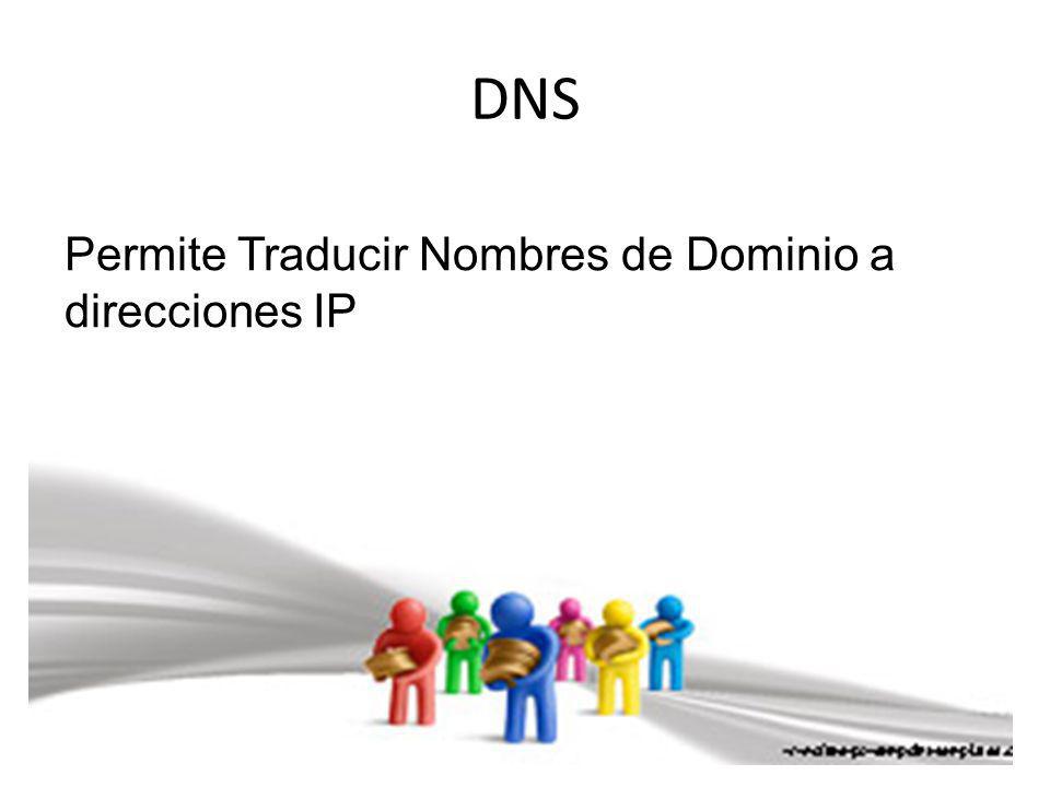 DNS Permite Traducir Nombres de Dominio a direcciones IP