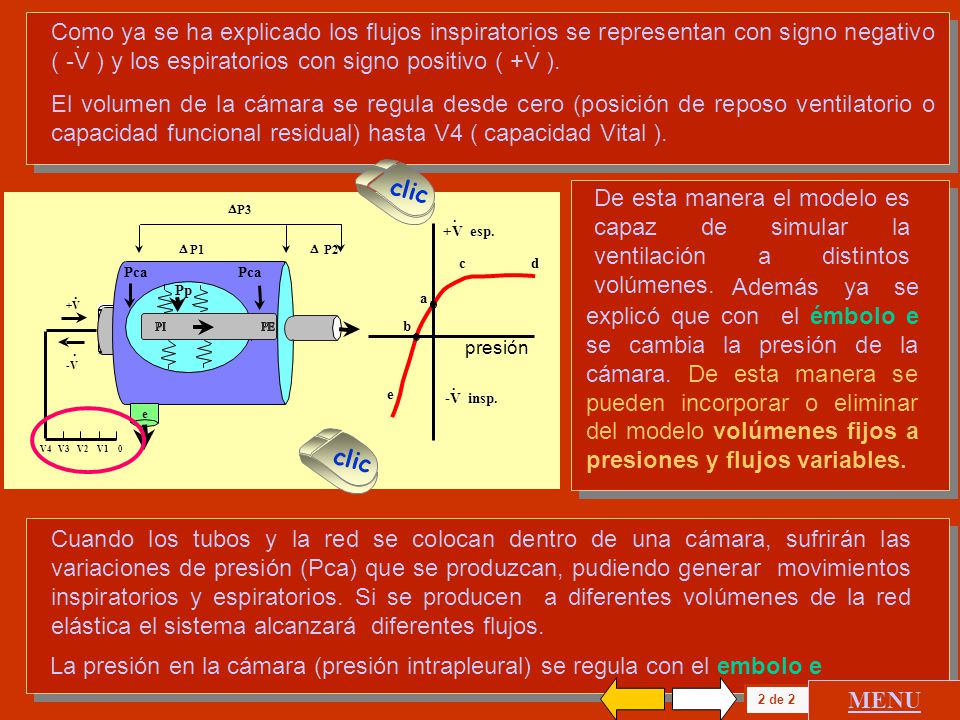 Como ya se ha explicado los flujos inspiratorios se representan con signo negativo ( -V ) y los espiratorios con signo positivo ( +V ).