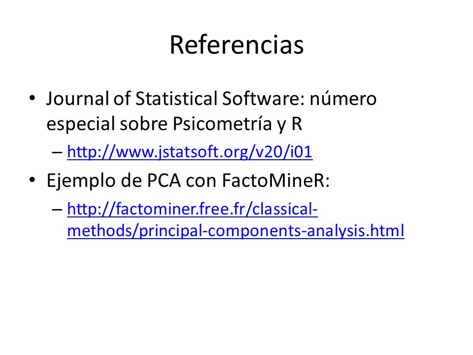 Referencias Journal of Statistical Software: número especial sobre Psicometría y R.