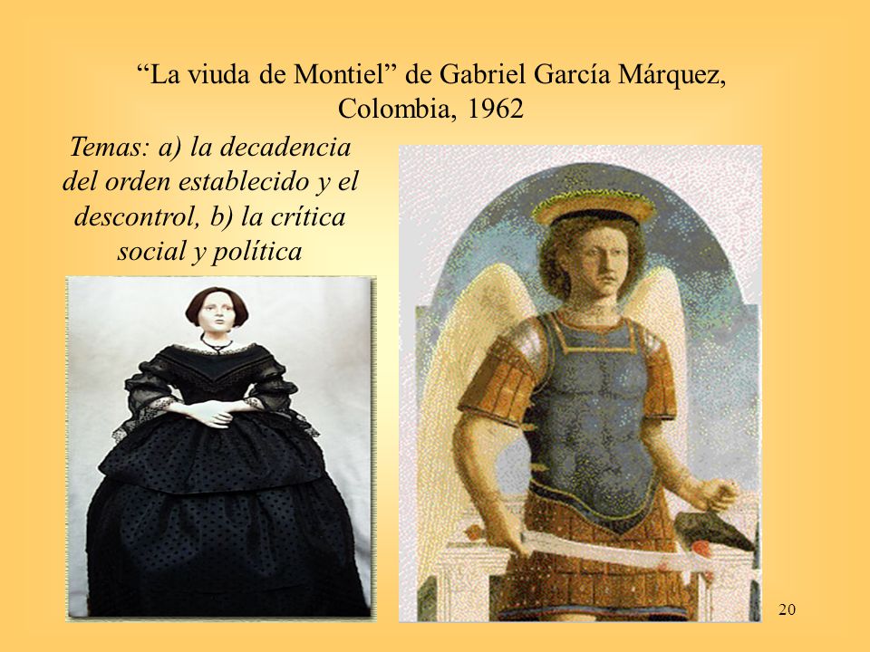 La viuda de Montiel de Gabriel García Márquez, Colombia, 1962