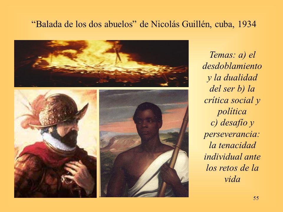 Balada de los dos abuelos de Nicolás Guillén, cuba, 1934