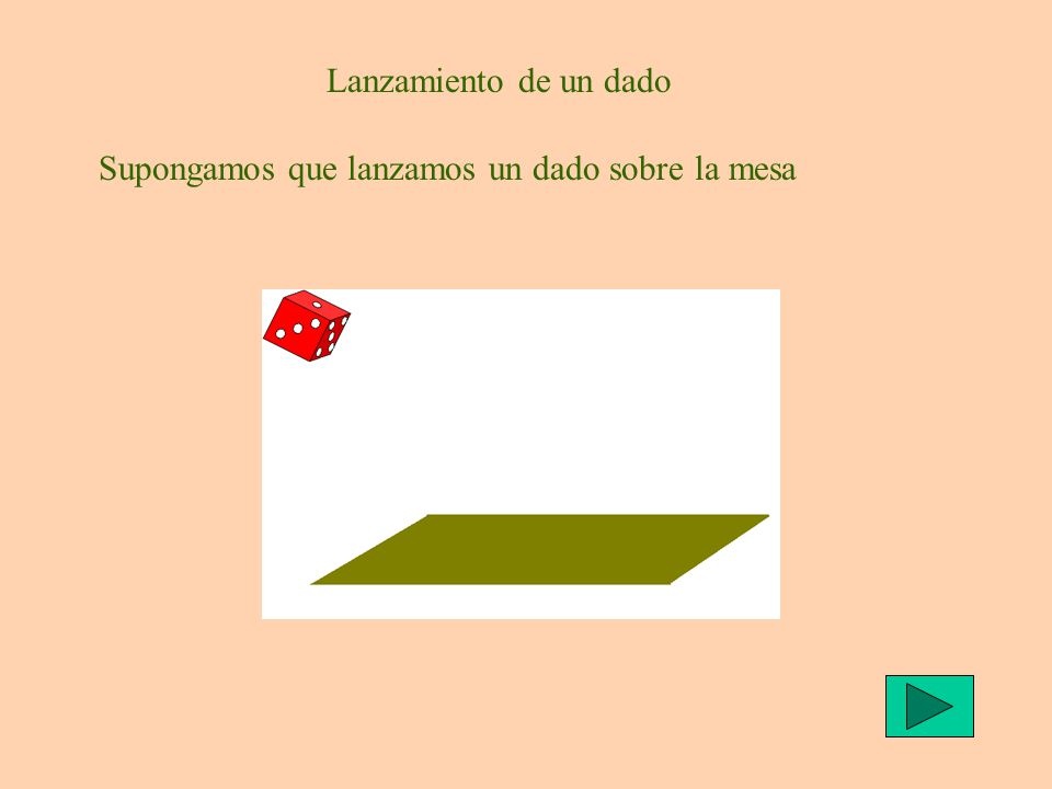 Lanzamiento de un dado Supongamos que lanzamos un dado sobre la mesa
