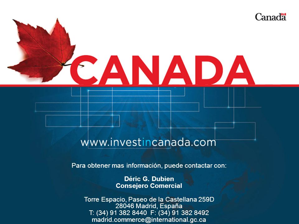 Para obtener mas información, puede contactar con: Déric G. Dubien. Consejero Comercial.