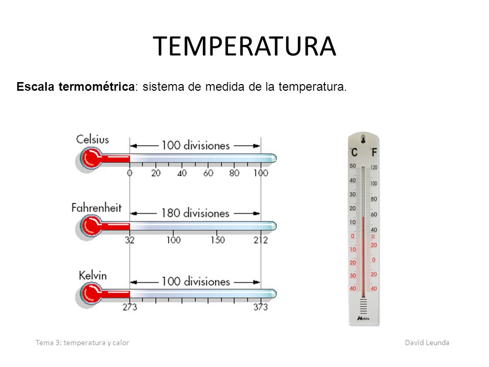 TEMPERATURA Escala termométrica: sistema de medida de la temperatura.