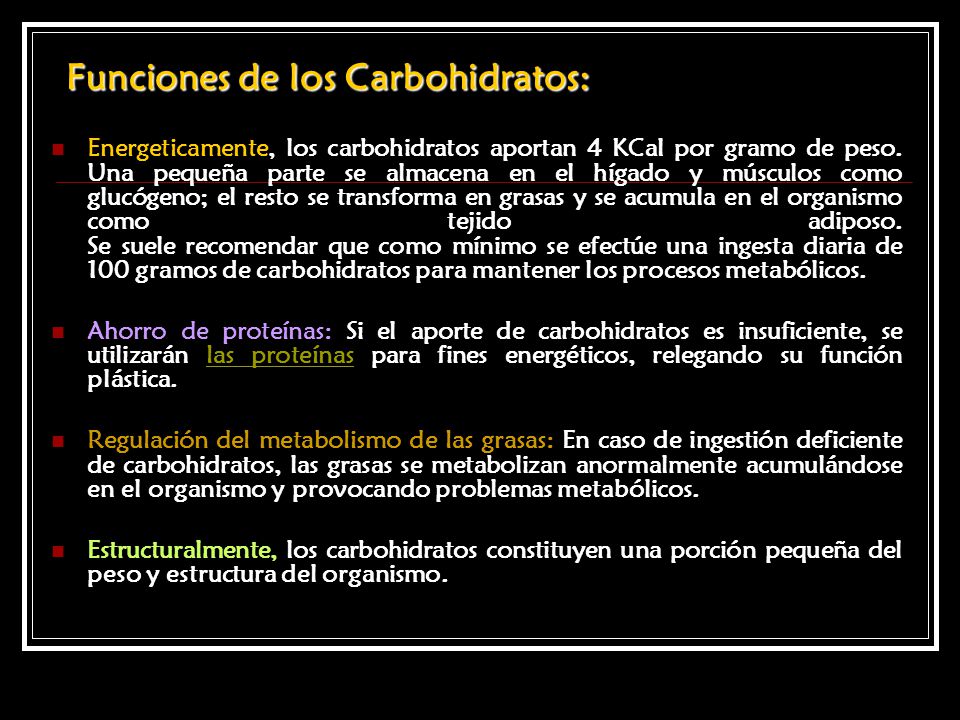 Funciones de los Carbohidratos: